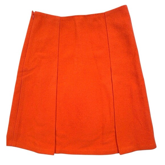 Lauren Ralph Lauren Wool Textured A-Line Kick Pleat Skirt Orange Fall Capsule 2 - Picture 10 of 14